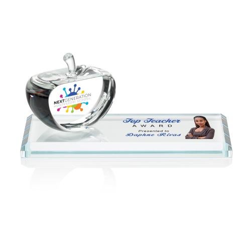 Corporate Awards - Crystal Awards - Colored Crystal - Red Crystal Awards - Northam Apple Full Color Apples Bamboo Award