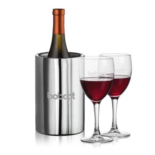 Corporate Recognition Gifts - Etched Barware - Jacobs Wine Cooler & Carberry Wine