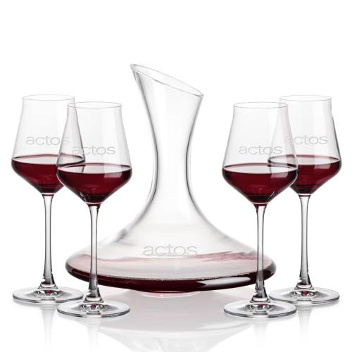 Corporate Recognition Gifts - Etched Barware - Madagascar Carafe & Bretton Wine