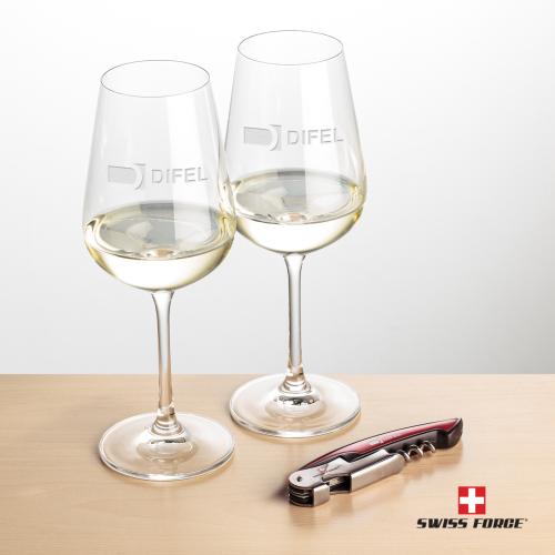 Corporate Recognition Gifts - Etched Barware - Swiss Force&reg; Opener & Laurent Wine