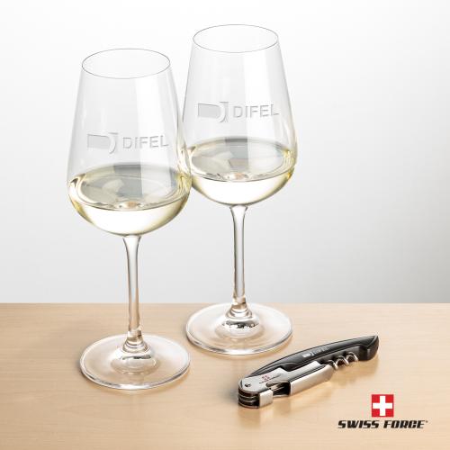 Corporate Recognition Gifts - Etched Barware - Swiss Force&reg; Opener & Laurent Wine