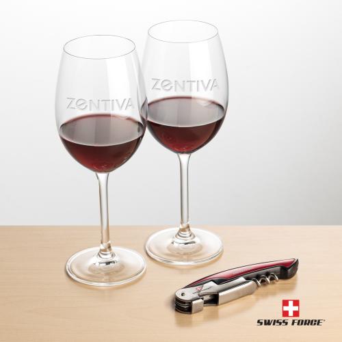 Corporate Recognition Gifts - Etched Barware - Swiss Force&reg; Opener & Coleford Wine