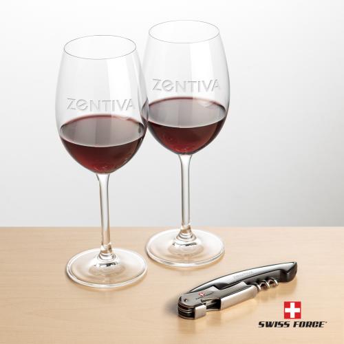Corporate Recognition Gifts - Etched Barware - Swiss Force&reg; Opener & Coleford Wine