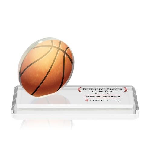 Corporate Awards - Crystal Awards - Colored Crystal - Red Crystal Awards - Northam Full Color Basketball Circle Award