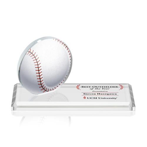 Corporate Awards - Crystal Awards - Colored Crystal - Red Crystal Awards - Northam Full Color Baseball Circle Award