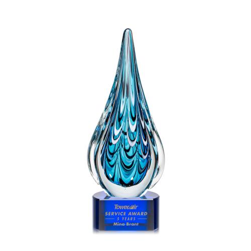 Corporate Awards - Modern Awards - Worchester Blue on Paragon Base Glass Award