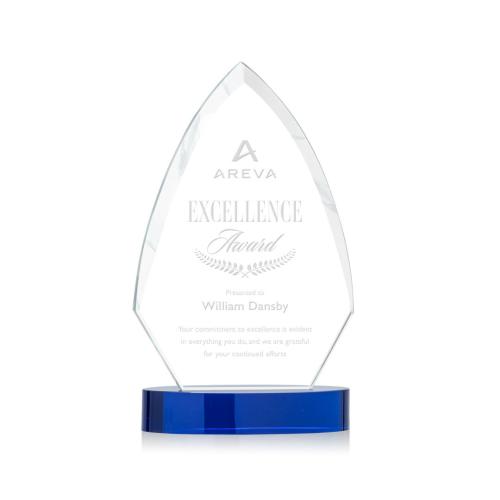 Corporate Awards - Glass Awards - Colored Glass Awards - Idaho Blue Arch & Crescent Crystal Award