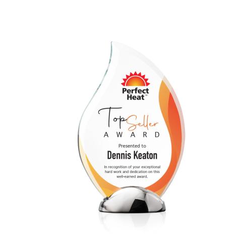 Corporate Awards - Crystal Awards - Metal and Crystal Awards - Neskita Full Color Flame Crystal Award