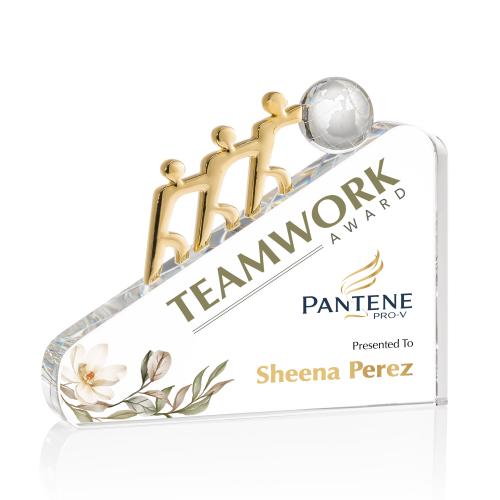 Corporate Awards - Crystal Awards - Crystal Globe Awards  - Synergy Full Color Spheres Crystal Award