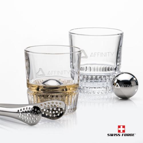 Corporate Recognition Gifts - Etched Barware - Swiss Force® S/S Balls & 2 Newkirk OTR