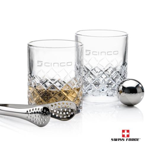 Corporate Recognition Gifts - Etched Barware - Swiss Force® S/S Balls & 2 Longford OTR