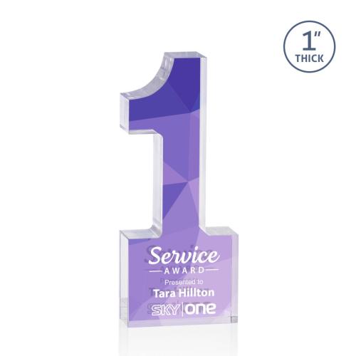 Corporate Awards - Acrylic Awards - Astoria  Double-Sided Full Color Number Acrylic Award