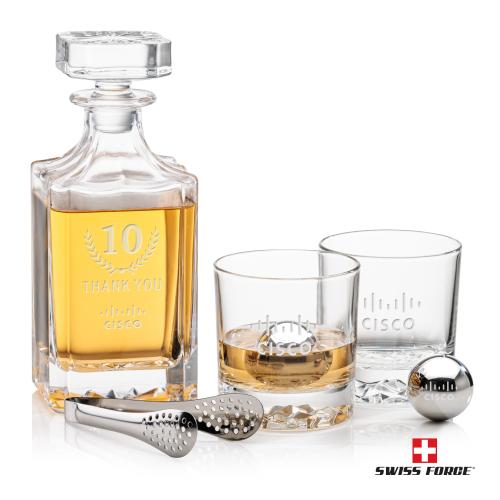 Corporate Recognition Gifts - Etched Barware - Cassidy Decanter Set & Ice Balls