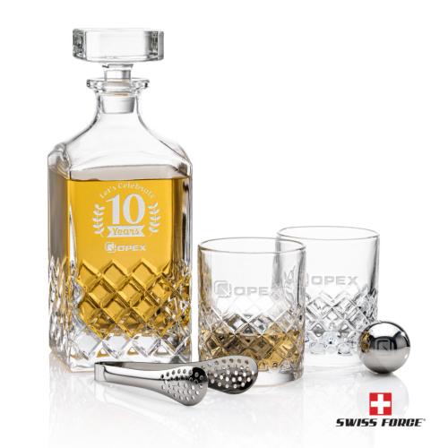 Corporate Recognition Gifts - Etched Barware - Longford Decanter Set & Ice Balls