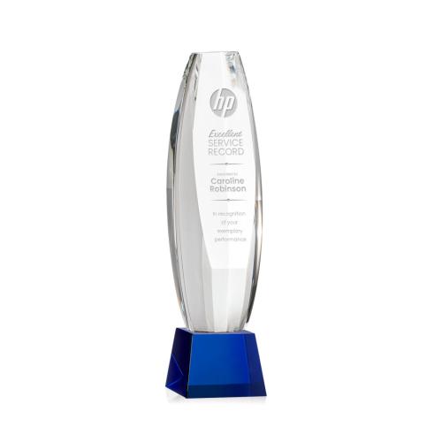 Corporate Awards - Crystal Awards - Crystal Pillar Awards - Hoover Blue on Robson Base Obelisk Crystal Award