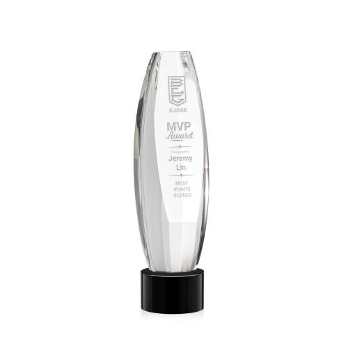 Corporate Awards - Crystal Awards - Crystal Pillar Awards - Hoover Black on Marvel Base Obelisk Crystal Award