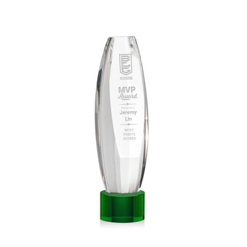 Corporate Awards - Crystal Awards - Crystal Pillar Awards - Hoover Green on Marvel Base Obelisk Crystal Award