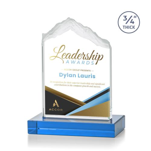 Corporate Awards - Sales Awards - Everest Full Color Sky Blue Peak Crystal Award