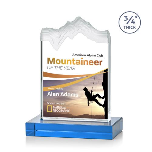 Corporate Awards - Sales Awards - Kilimanjaro Full Color Sky Blue Peak Crystal Award