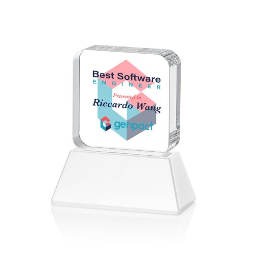 Corporate Awards - Full Color Awards - Flamborough Full Color White on Base Crystal Award