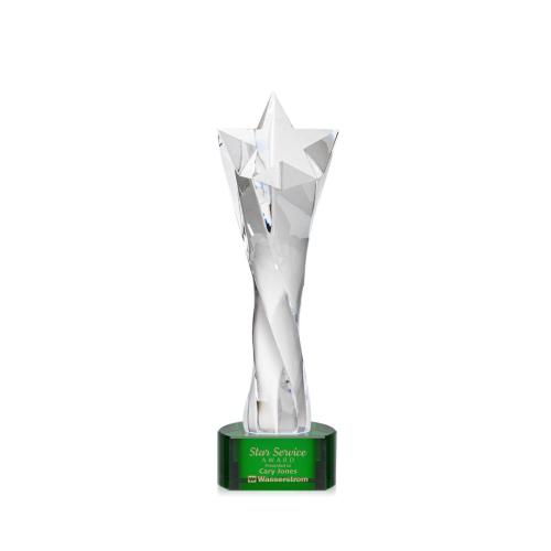 Corporate Awards - Glass Awards - Colored Glass Awards - Arlington Green on Paragon Base Star Crystal Award