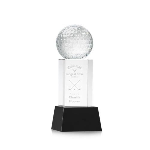 Corporate Awards - Sports Awards - Golf Ball Black on Belcroft Base Spheres Crystal Award