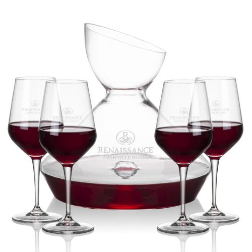 Corporate Recognition Gifts - Etched Barware - Woodbury Carafe & Germain Wine