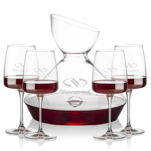 Corporate Recognition Gifts - Etched Barware - Woodbury Carafe & Dunhill Wine