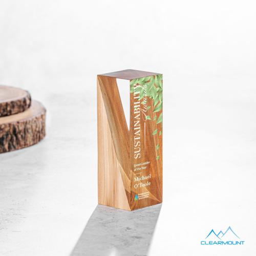 Corporate Awards - Acrylic Awards - Cascades Full Color Obelisk Wood Award