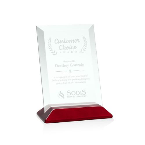 Corporate Awards - Glass Awards - Jade Glass Awards - Embassy Jade/Rosewood (Vert) Rectangle Glass Award