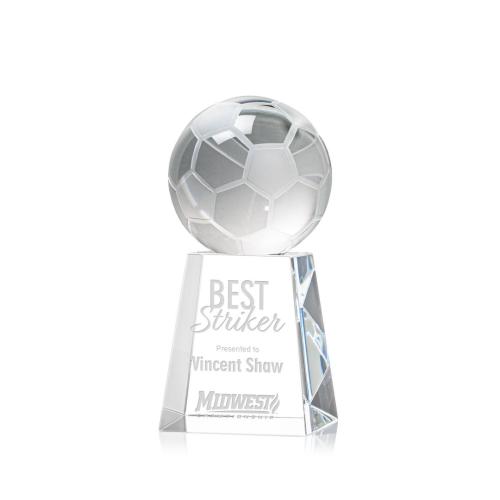 Corporate Awards - Sports Awards - Soccer Awards - Soccer Ball Spheres on Celestina Base Crystal Award