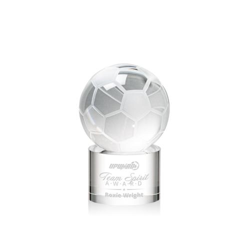 Corporate Awards - Sports Awards - Soccer Awards - Soccer Ball Spheres on Marvel Base Crystal Award