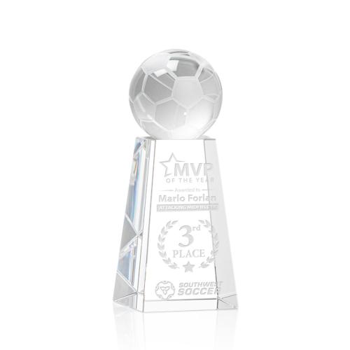 Corporate Awards - Sports Awards - Soccer Awards - Soccer Ball Spheres on Novita Base Crystal Award