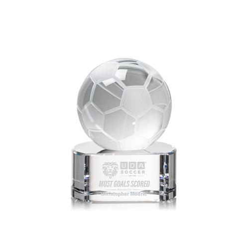 Corporate Awards - Sports Awards - Soccer Awards - Soccer Ball Spheres on Paragon Base Crystal Award