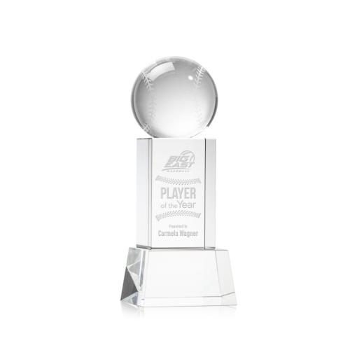 Corporate Awards - Sports Awards - Baseball Awards - Baseball Clear on Belcroft Base Spheres Crystal Award