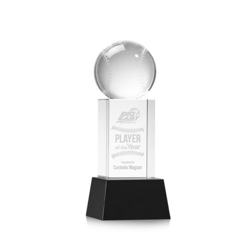 Corporate Awards - Sports Awards - Baseball Awards - Baseball Black on Belcroft Base Spheres Crystal Award