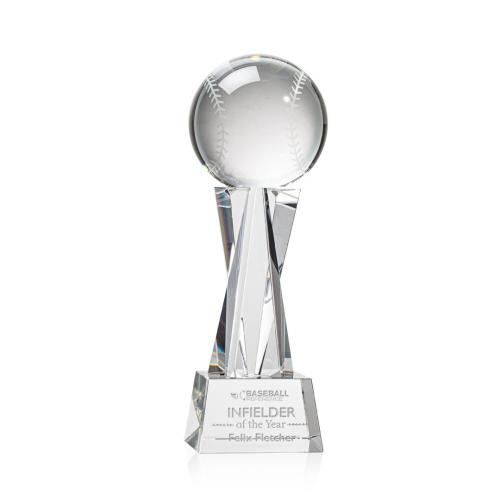 Corporate Awards - Sports Awards - Baseball Awards - Baseball Clear on Grafton Base Spheres Crystal Award