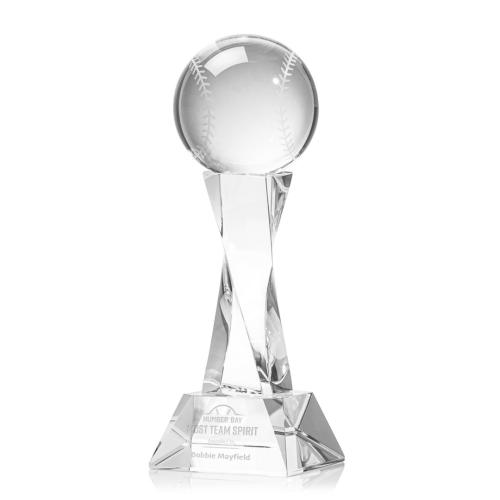 Corporate Awards - Sports Awards - Baseball Awards - Baseball Clear on Langport Base Spheres Crystal Award