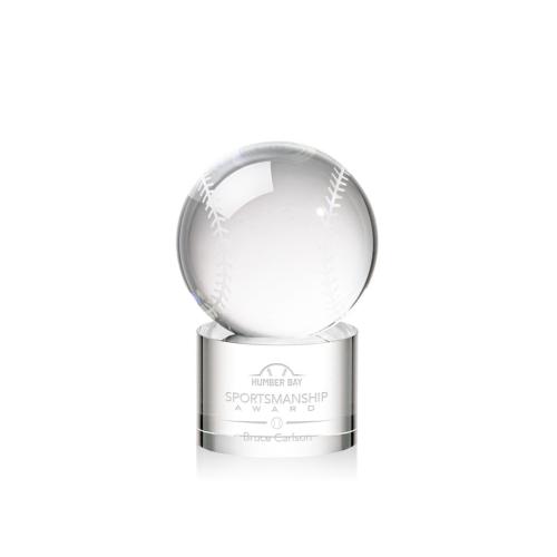 Corporate Awards - Sports Awards - Baseball Awards - Baseball Spheres on Marvel Base Crystal Award