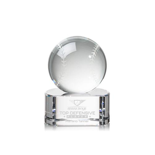 Corporate Awards - Sports Awards - Baseball Awards - Baseball Spheres on Paragon Base Crystal Award