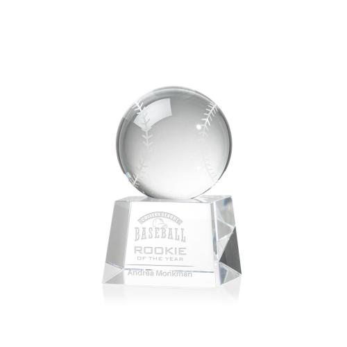 Corporate Awards - Sports Awards - Baseball Awards - Baseball Spheres on Robson Base Crystal Award