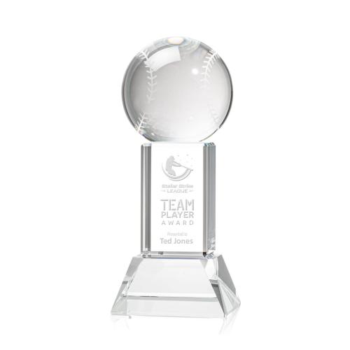 Corporate Awards - Sports Awards - Baseball Awards - Baseball Clear on Stowe Base Spheres Crystal Award