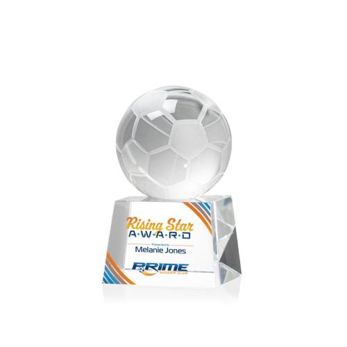 Corporate Awards - Sports Awards - Soccer Awards - Soccer Ball Full Color Spheres on Robson Crystal Award