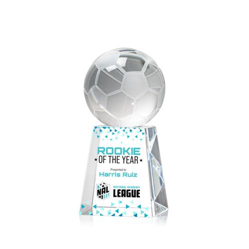 Corporate Awards - Sports Awards - Soccer Awards - Soccer Ball Full Color Spheres on Celestina Crystal Award