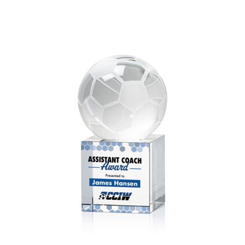 Corporate Awards - Sports Awards - Soccer Awards - Soccer Ball Full Color Spheres on Granby Crystal Award