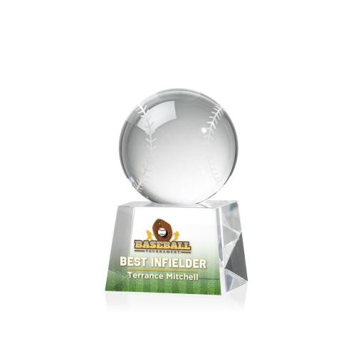 Corporate Awards - Sports Awards - Baseball Awards - Baseball Full Color Spheres on Robson Crystal Award