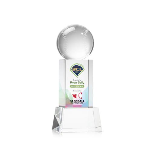 Corporate Awards - Sports Awards - Baseball Awards - Baseball Full Color Clear  on Belcroft Spheres Crystal Award