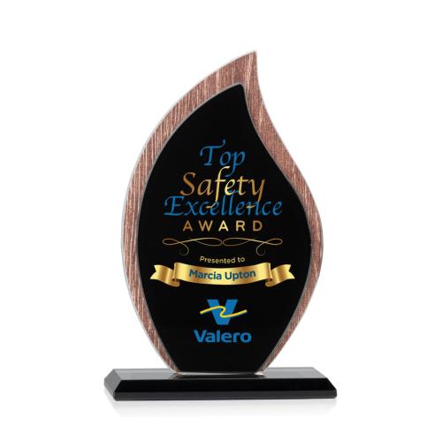 Corporate Awards - Crystal Awards - Crystal Flame Awards - Scollard Full Color Flame Wood Award