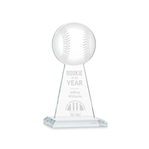 Corporate Awards - Crystal Awards - Crystal Pillar Awards - Edenwood Baseball Clear Obelisk Crystal Award