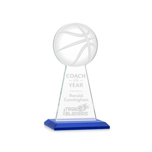 Corporate Awards - Crystal Awards - Crystal Pillar Awards - Edenwood Basketball Blue Obelisk Crystal Award